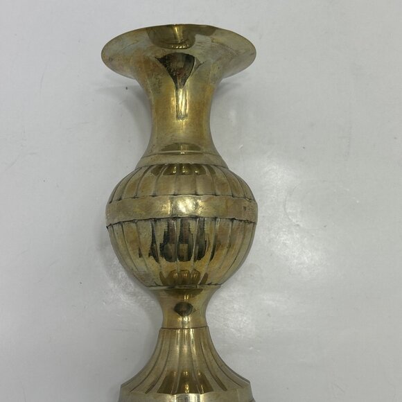 Vintage Solid Brass Vase Made In India 8 Inches Tall - Picture 5 of 7